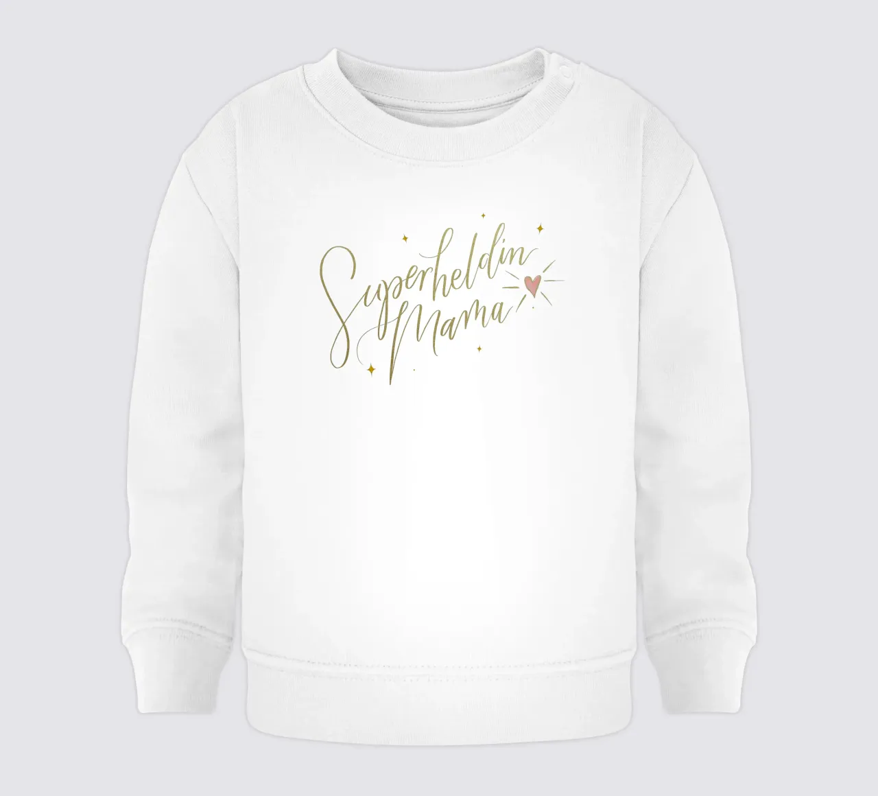 Mamma supereroe. Calligrafia a pennello con texture e cuore in oro felpa neonato da CalliLetters