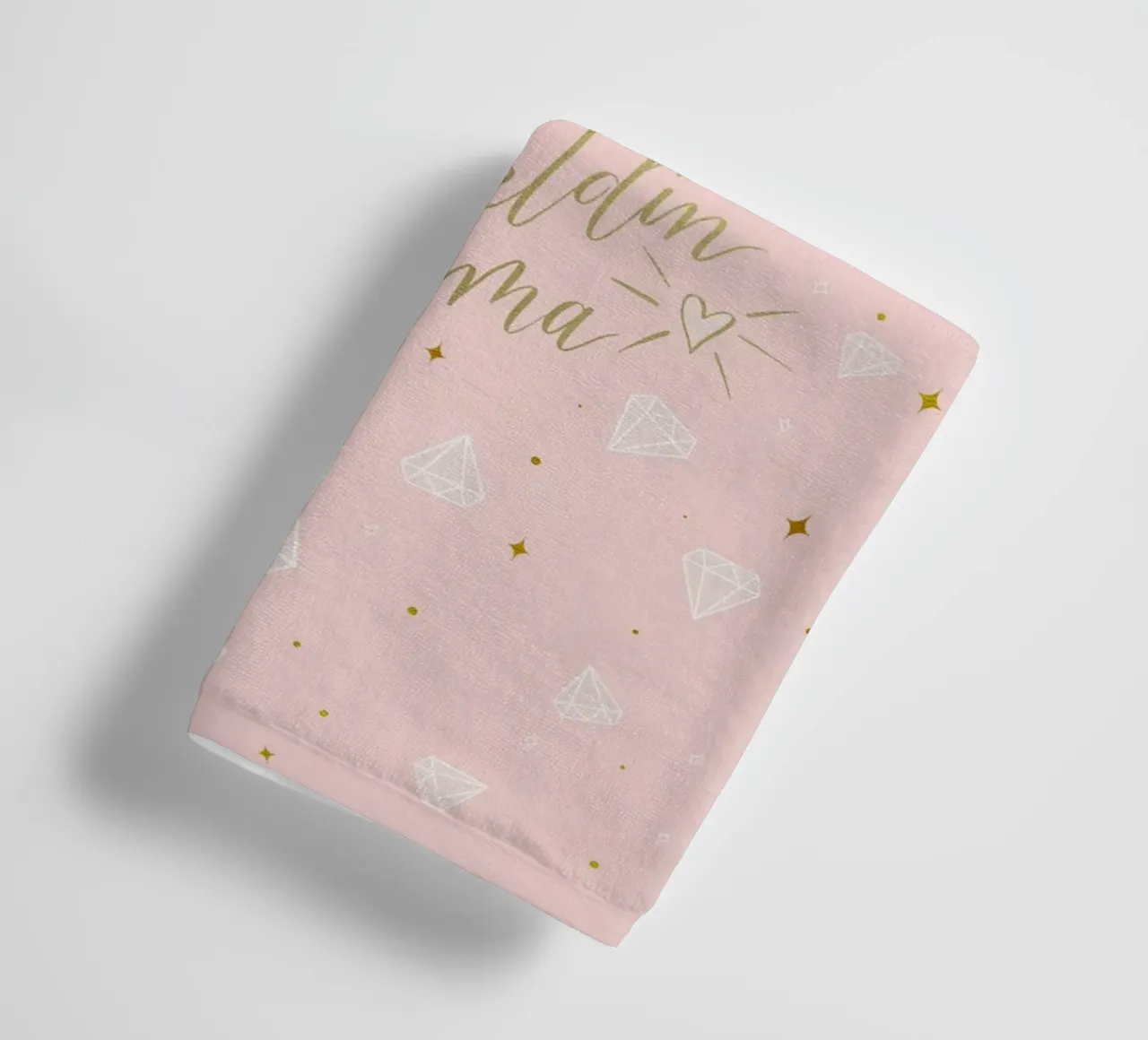Mamma supereroe. Calligrafia a pennello con texture e cuore in oro asciugamano da bagno da CalliLetters