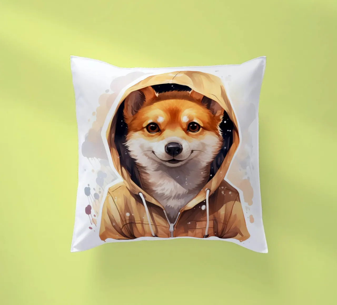 Cartone animato acquerellato Dingo con felpa con cappuccio cuscino da Animal Portraits