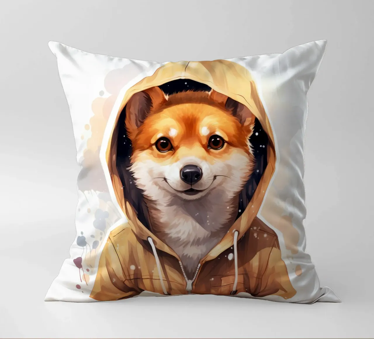 Cartone animato acquerellato Dingo con felpa con cappuccio cuscino da Animal Portraits