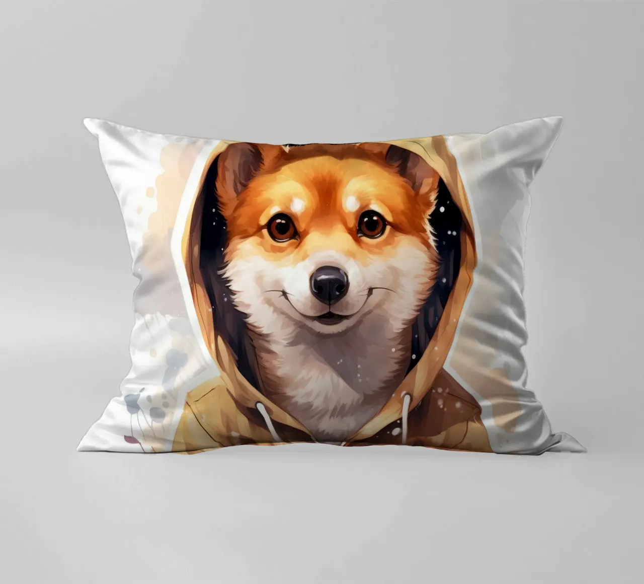 Cartone animato acquerellato Dingo con felpa con cappuccio cuscino da Animal Portraits