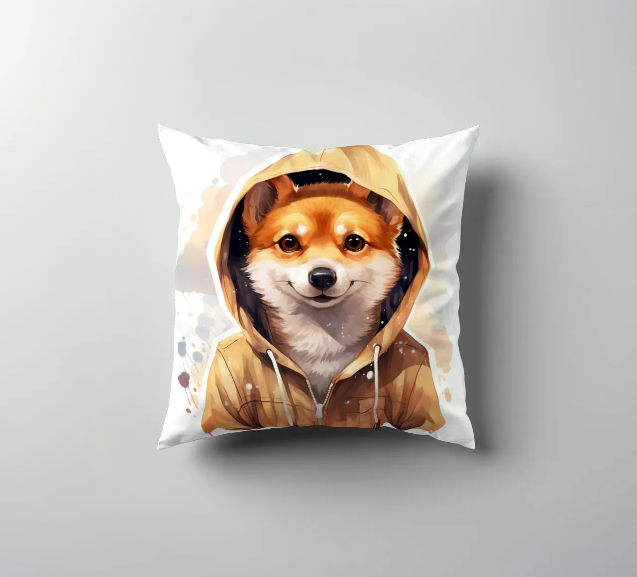 Cartone animato acquerellato Dingo con felpa con cappuccio cuscino da Animal Portraits