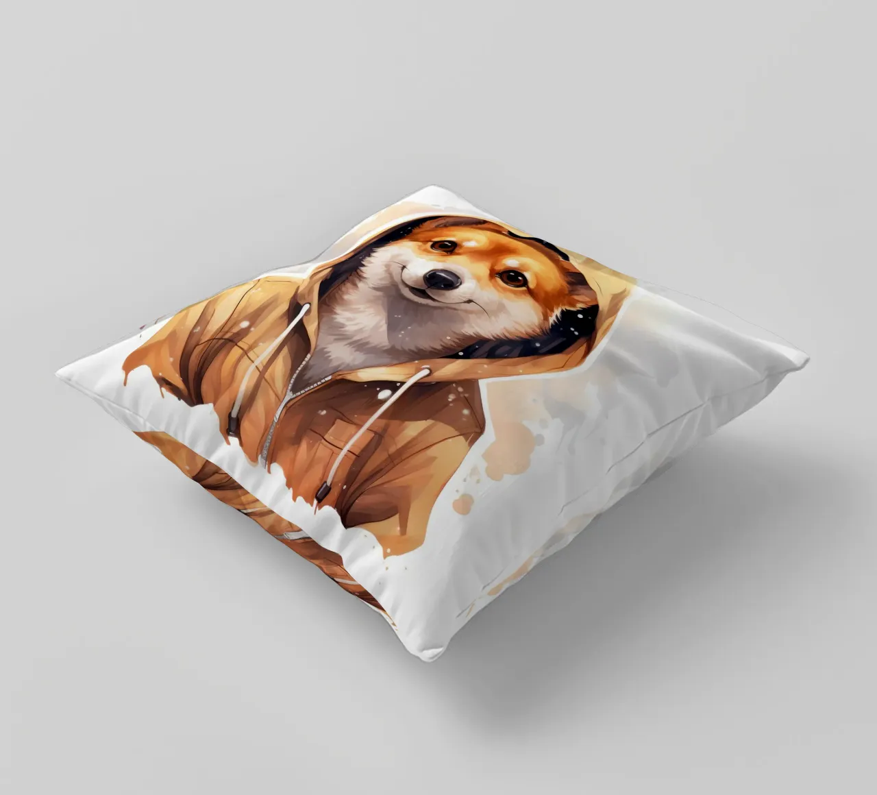 Cartone animato acquerellato Dingo con felpa con cappuccio cuscino da Animal Portraits