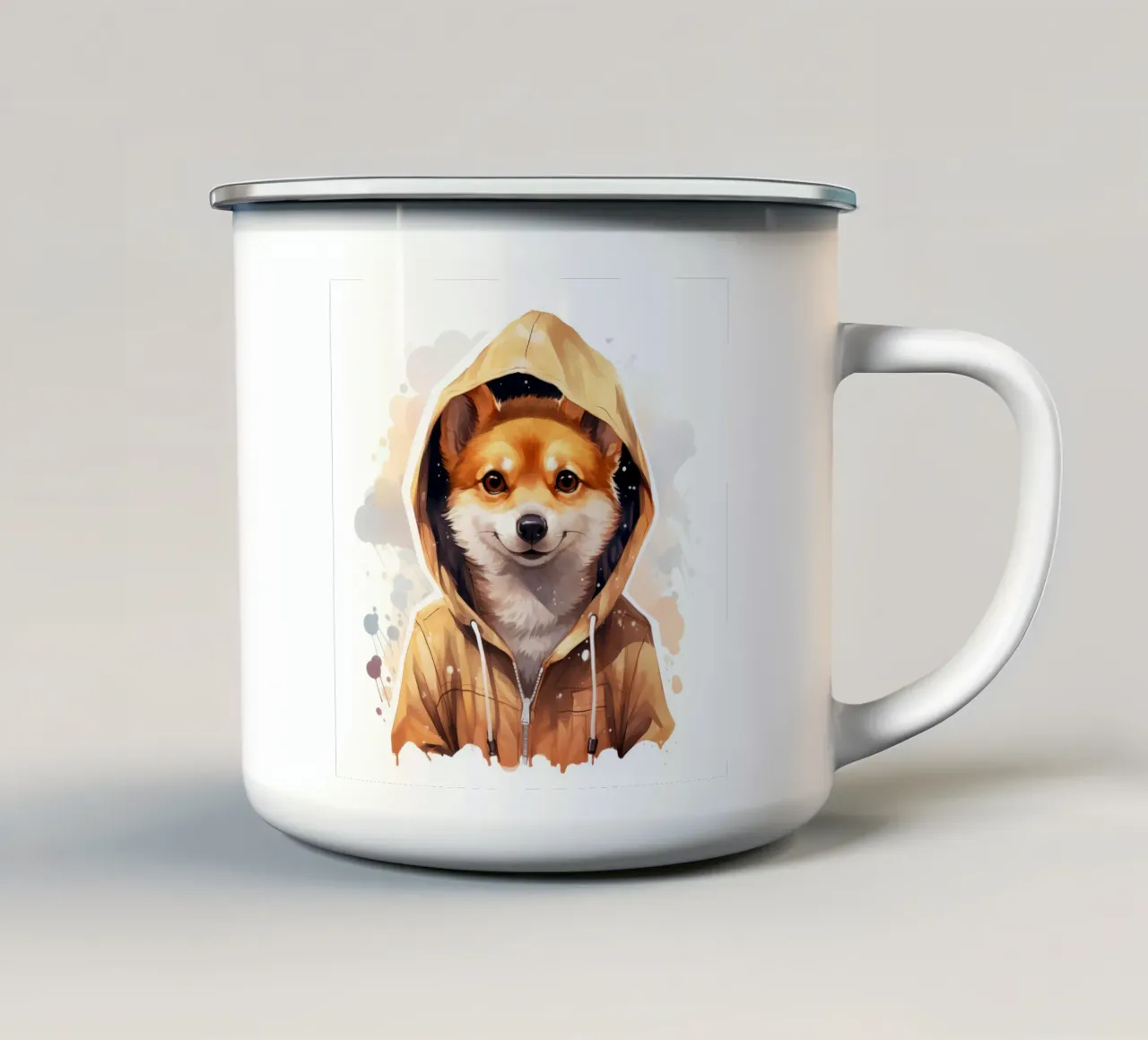 Cartone animato acquerellato Dingo con felpa con cappuccio tazza in smalto da Animal Portraits