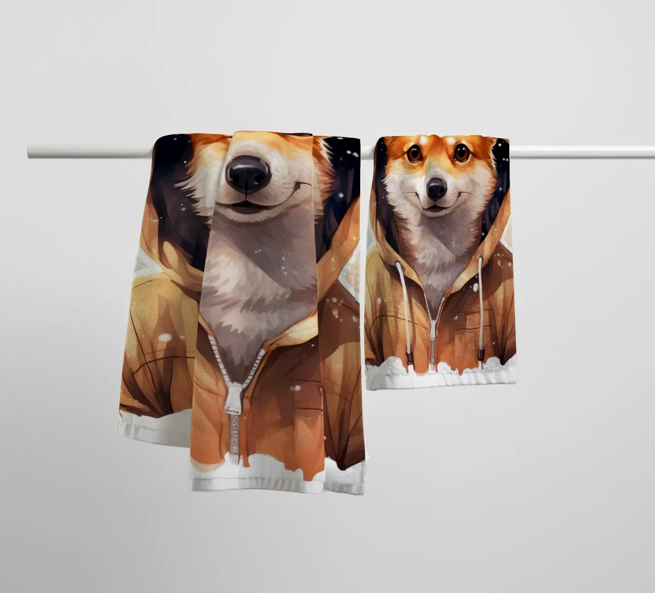 Cartone animato acquerellato Dingo con felpa con cappuccio asciugamano da bagno da Animal Portraits