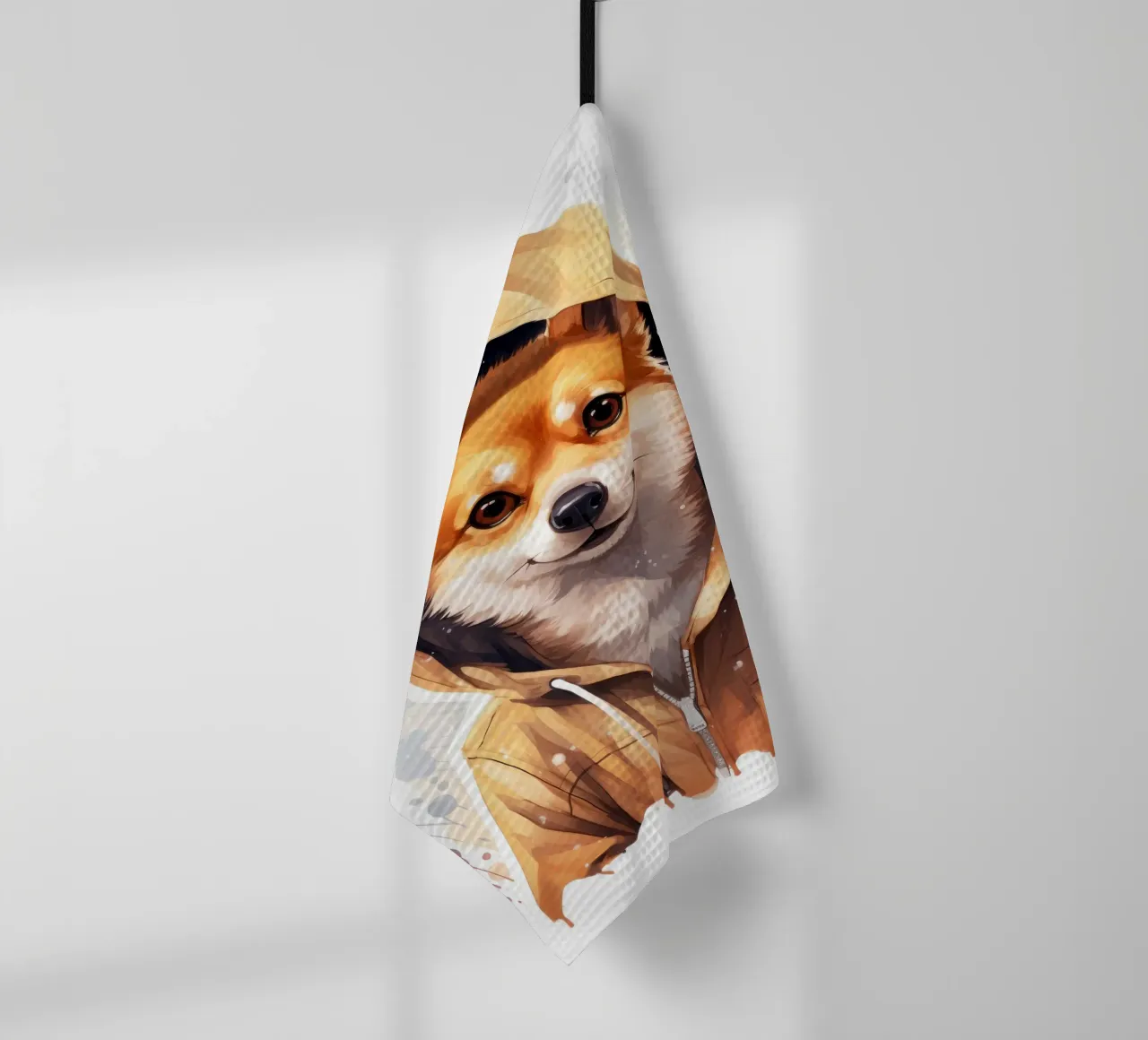 Cartone animato acquerellato Dingo con felpa con cappuccio canovaccio da cucina da Animal Portraits