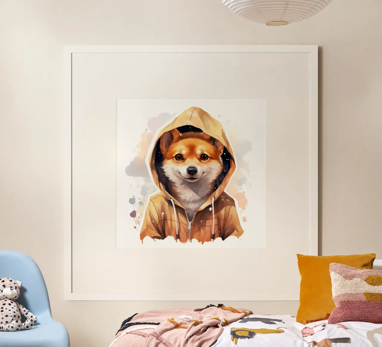 Cartone animato acquerellato Dingo con felpa con cappuccio carta hahnemühle da Animal Portraits
