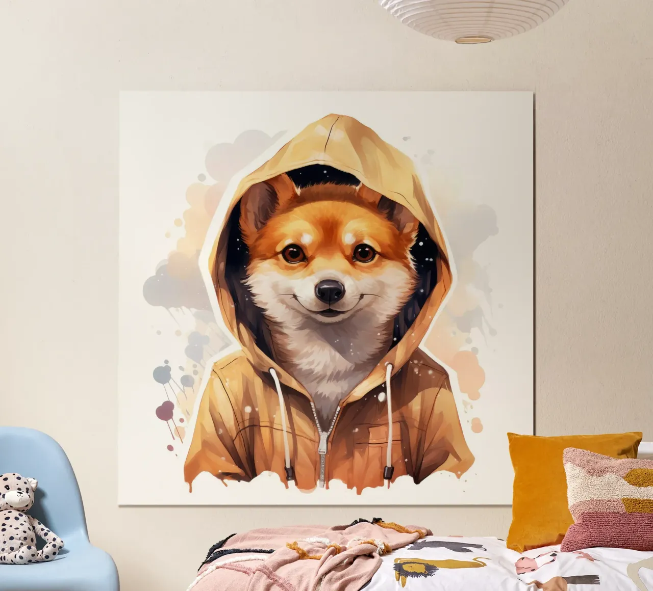 Cartone animato acquerellato Dingo con felpa con cappuccio carta hahnemühle da Animal Portraits