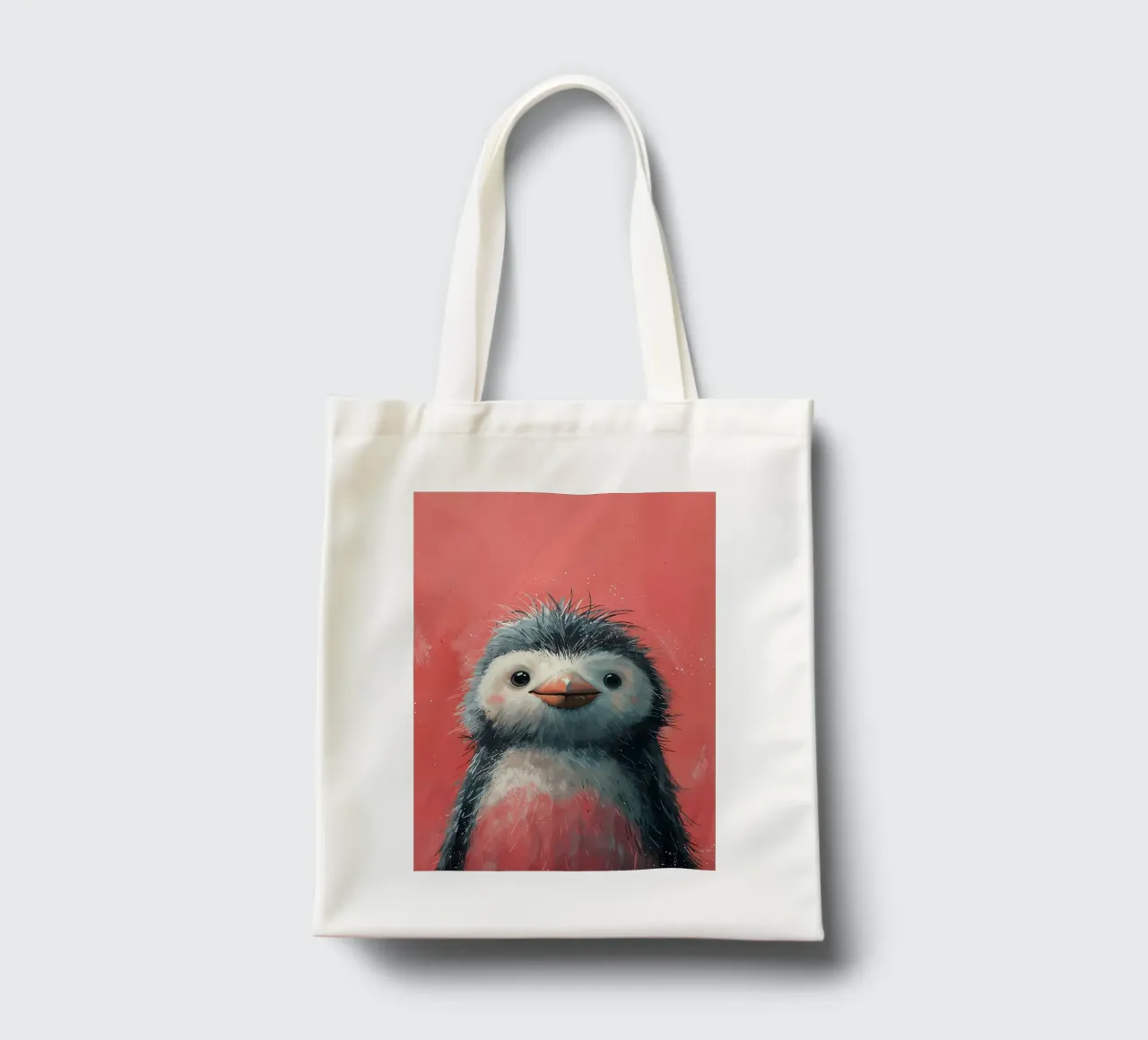 Alegre pollito pingüino_ Una delicia de color rojo tote bag de Manh beo
