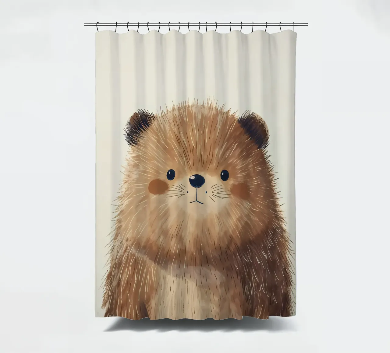 Chubby Cheeked Critter shower curtain by Manh beo