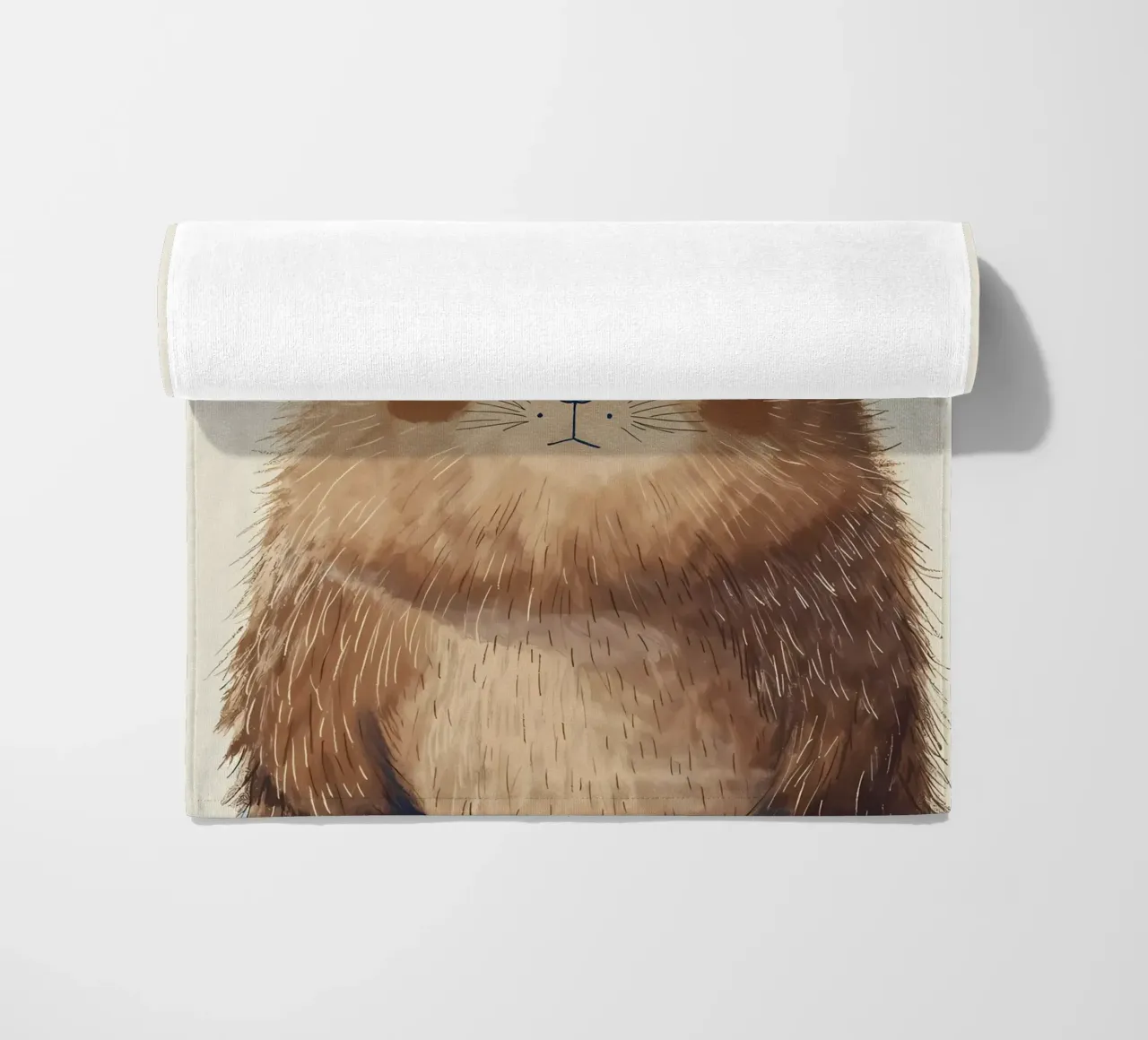 Chubby Cheeked Critter beach towel by Manh beo