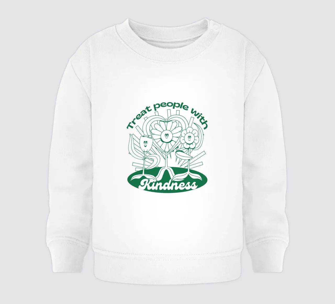 Behandle Menschen mit Freundlichkeit - Positives Retro-Design Baby Sweatshirt von Studio Mooodz