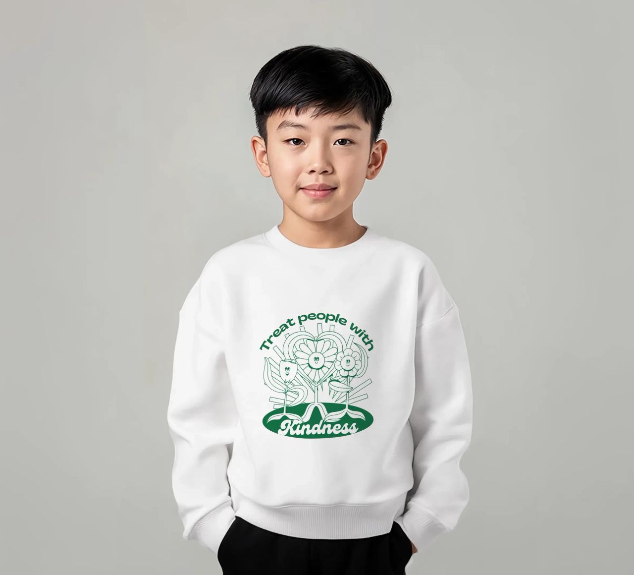 Trattare le persone con gentilezza - Positives Retro-Design felpa bambino da Studio Mooodz