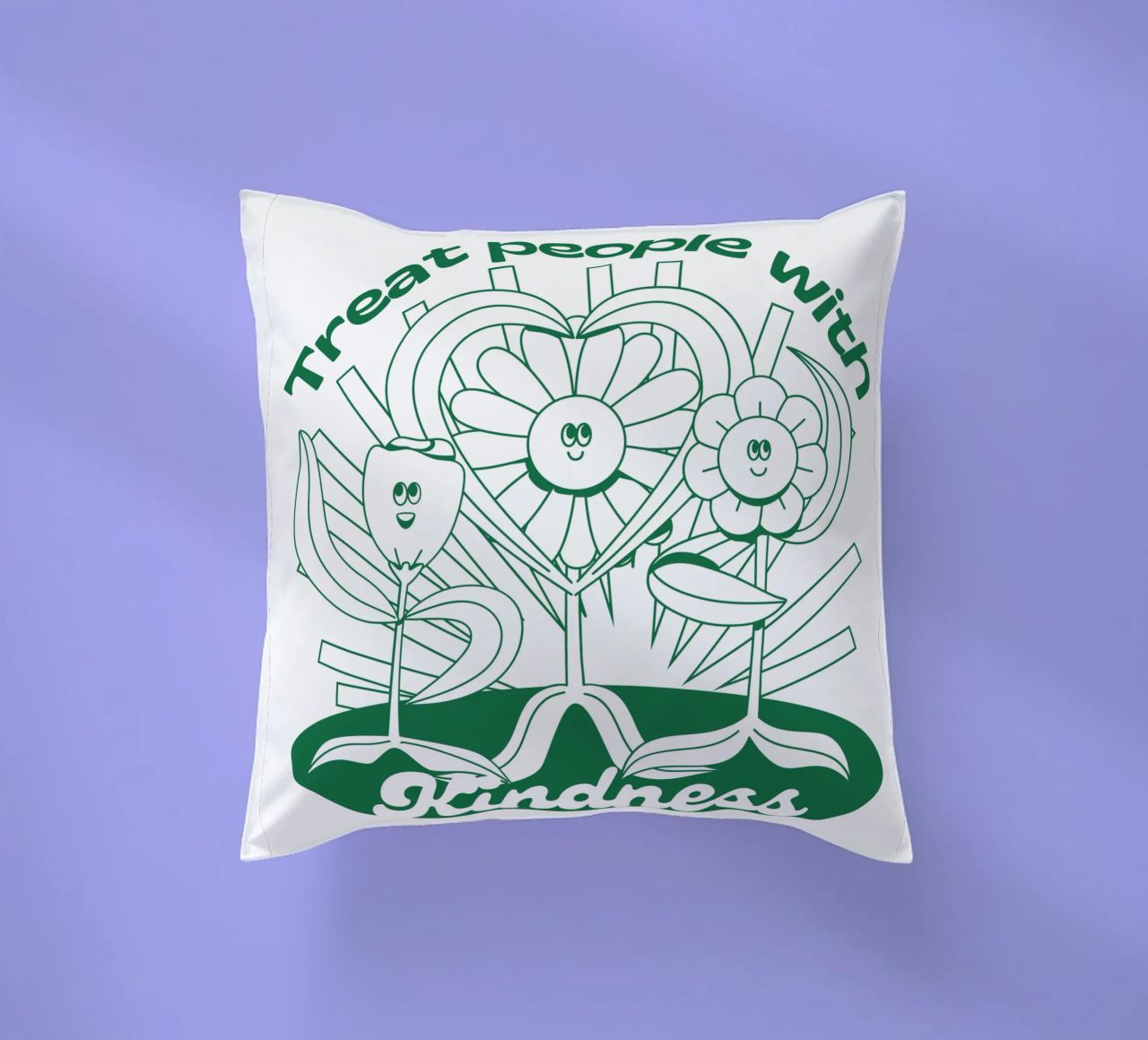 Trattare le persone con gentilezza - Positives Retro-Design cuscino da Studio Mooodz