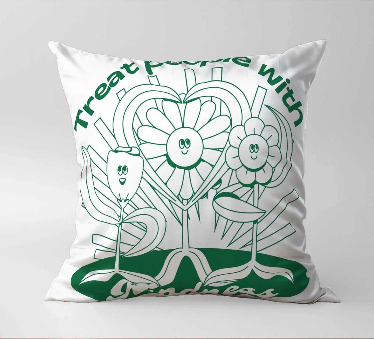 Trattare le persone con gentilezza - Positives Retro-Design cuscino da Studio Mooodz
