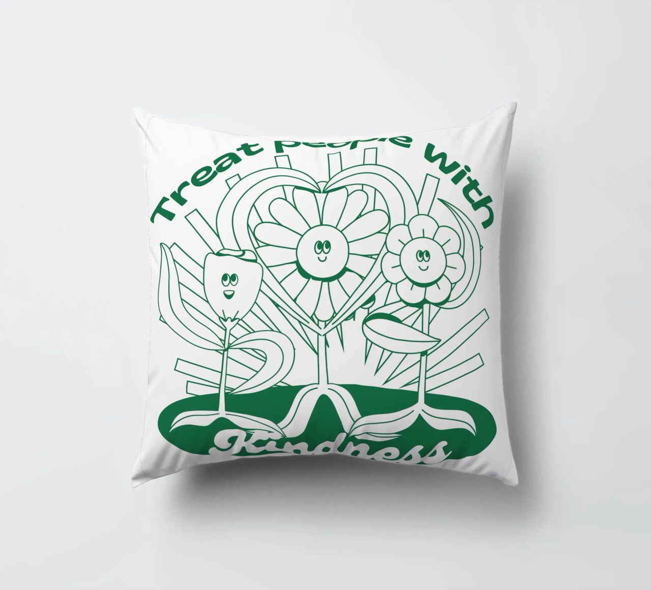 Trattare le persone con gentilezza - Positives Retro-Design cuscino da Studio Mooodz