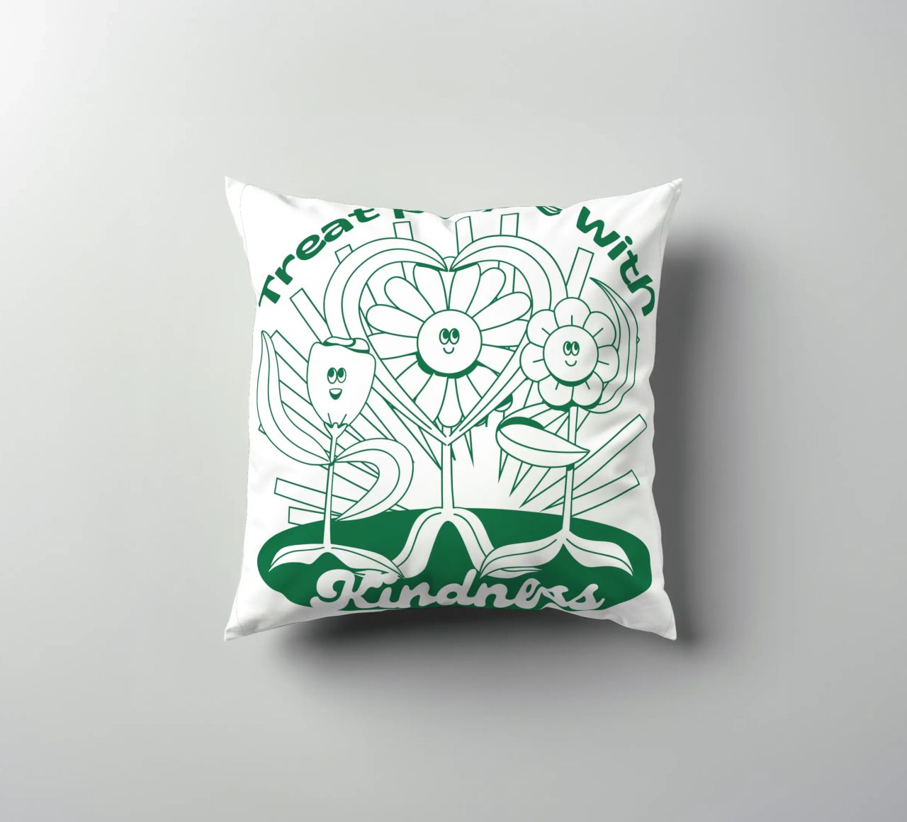 Trattare le persone con gentilezza - Positives Retro-Design cuscino da Studio Mooodz