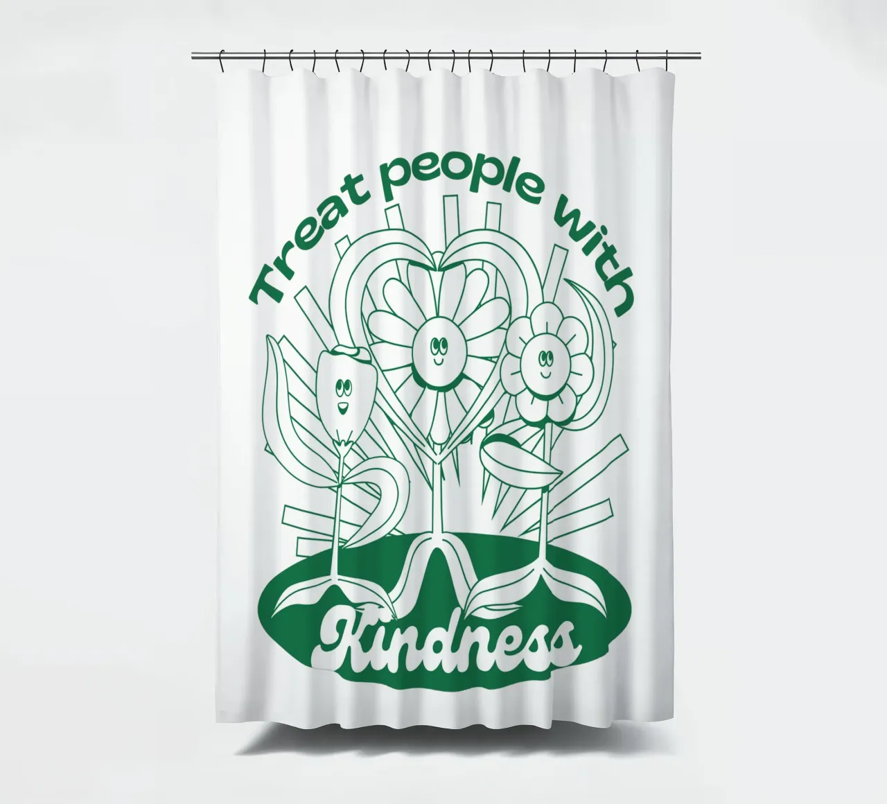 Trattare le persone con gentilezza - Positives Retro-Design tenda da doccia da Studio Mooodz