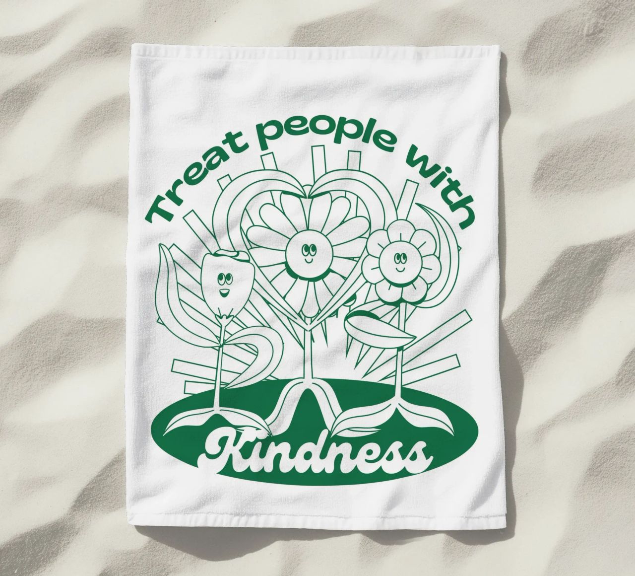 Trattare le persone con gentilezza - Positives Retro-Design telo mare da Studio Mooodz