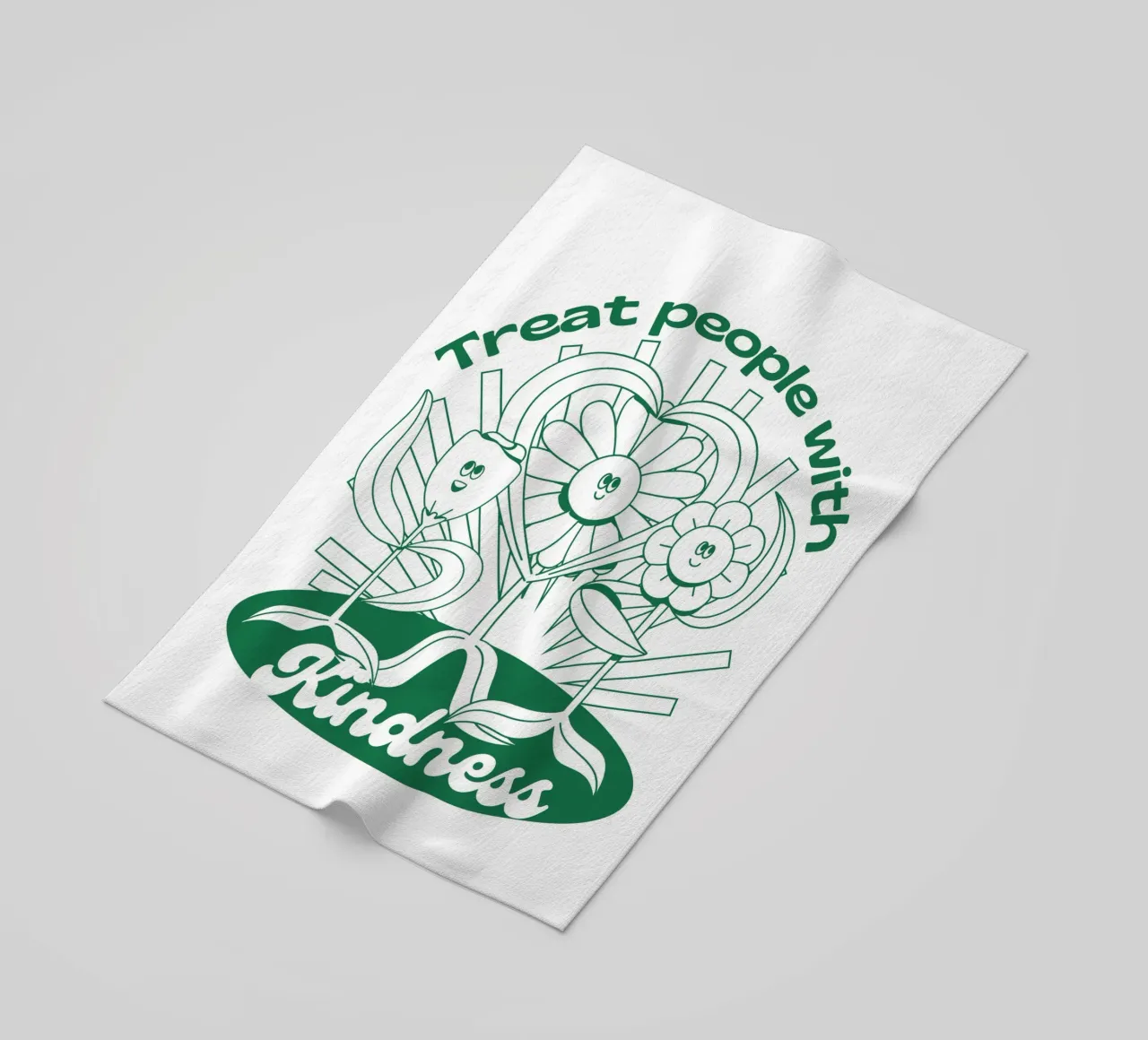 Treat People with Kindness – Positives Retro-Design beach towel by Studio Mooodz