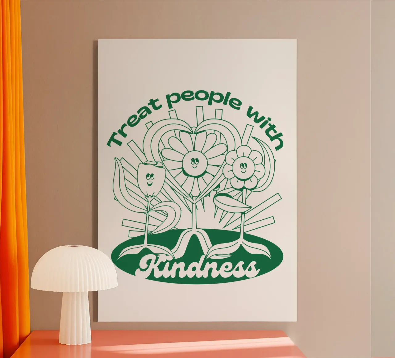 Trattare le persone con gentilezza - Positives Retro-Design plexiglass da Studio Mooodz