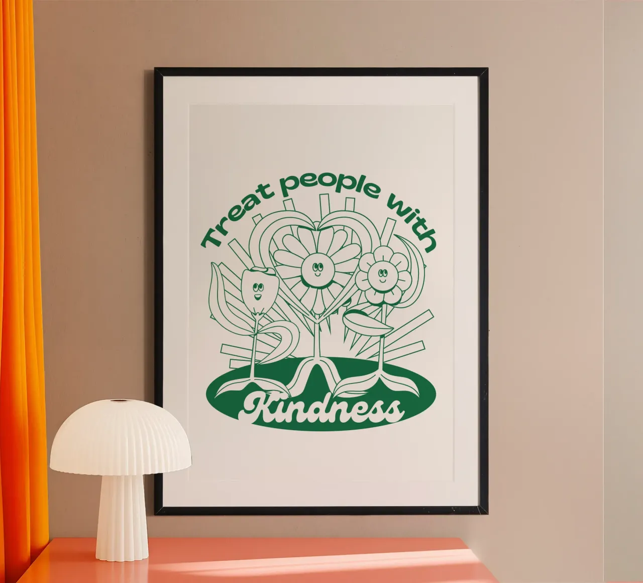 Trattare le persone con gentilezza - Positives Retro-Design poster da Studio Mooodz