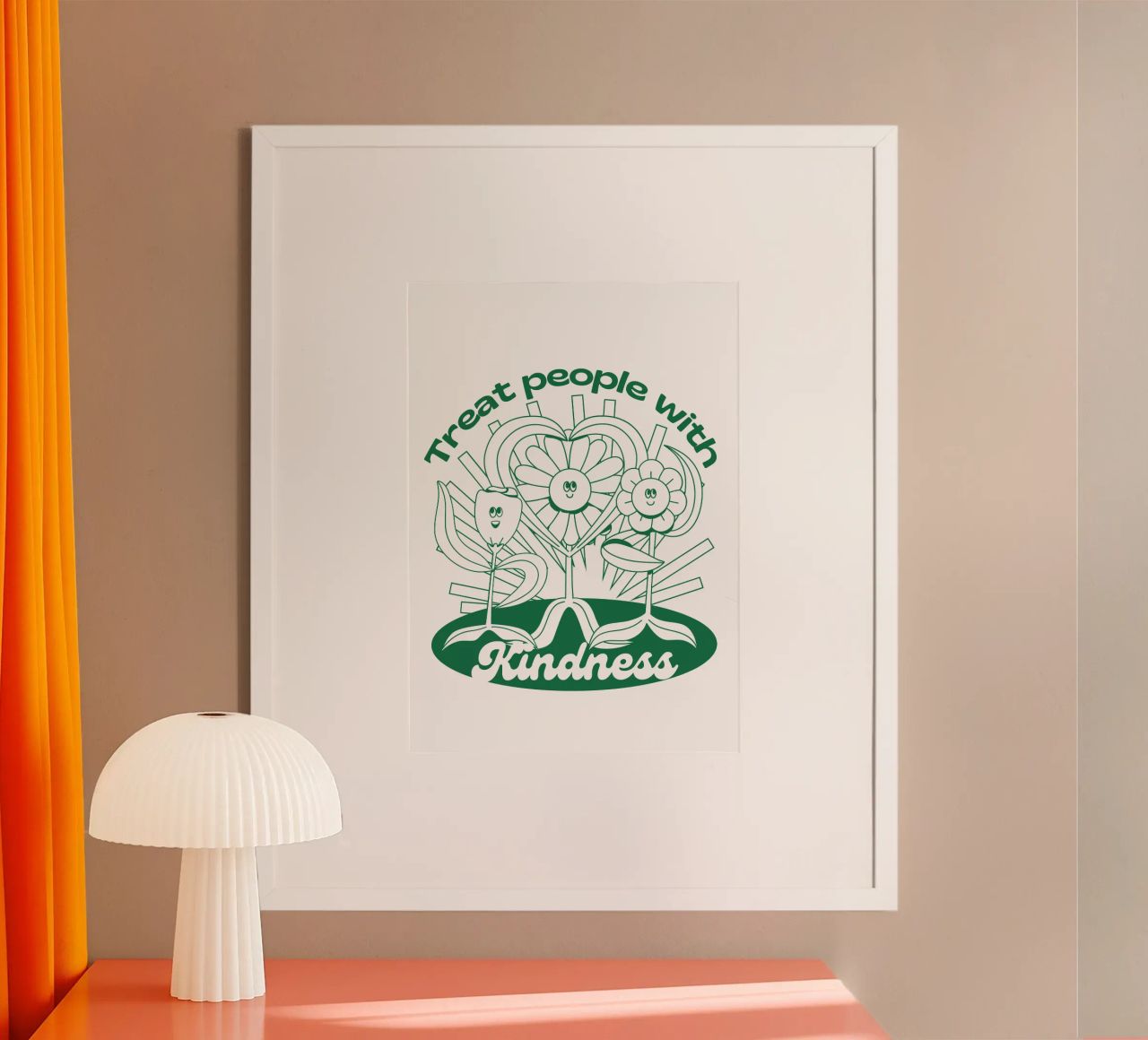 Trattare le persone con gentilezza - Positives Retro-Design carta hahnemühle da Studio Mooodz