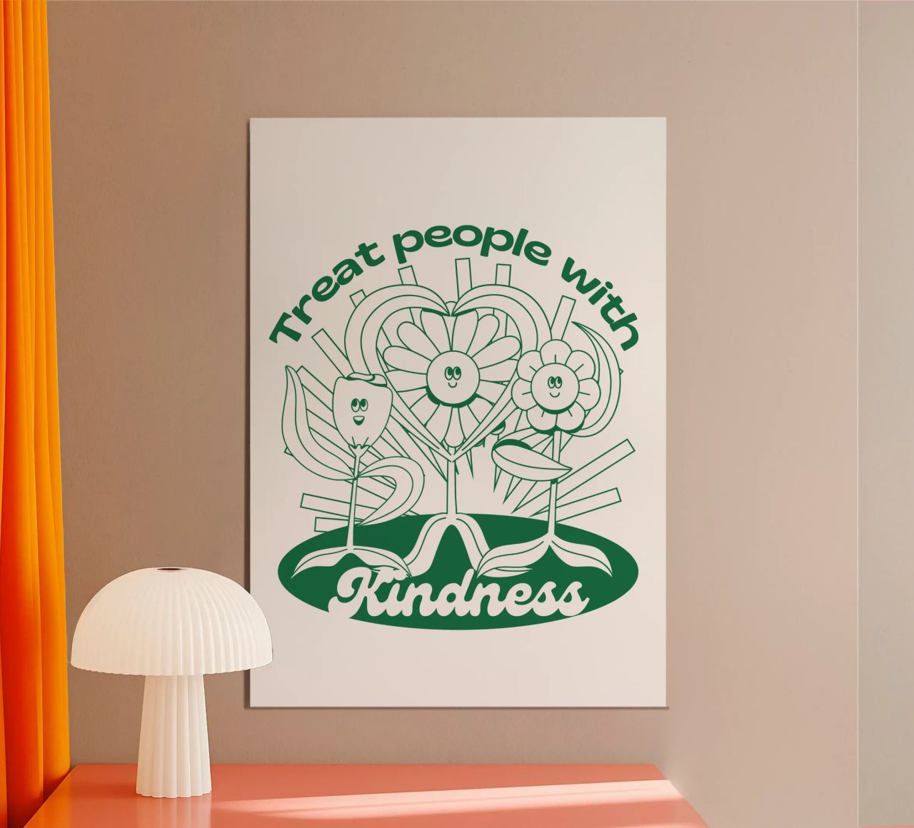 Trattare le persone con gentilezza - Positives Retro-Design carta hahnemühle da Studio Mooodz