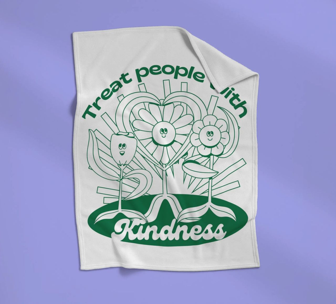 Trattare le persone con gentilezza - Positives Retro-Design coperta in pile da Studio Mooodz