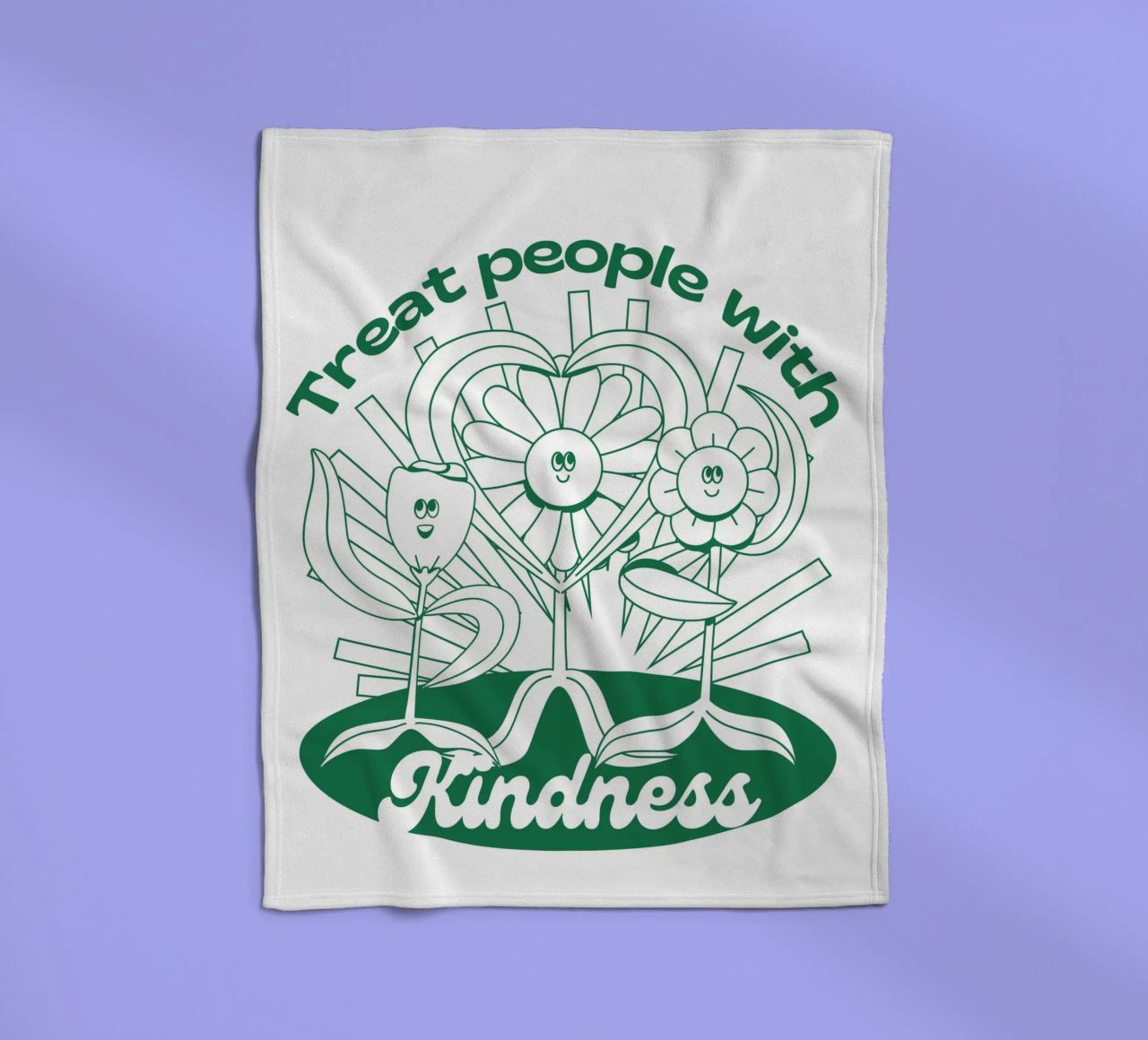 Trattare le persone con gentilezza - Positives Retro-Design coperta in pile da Studio Mooodz