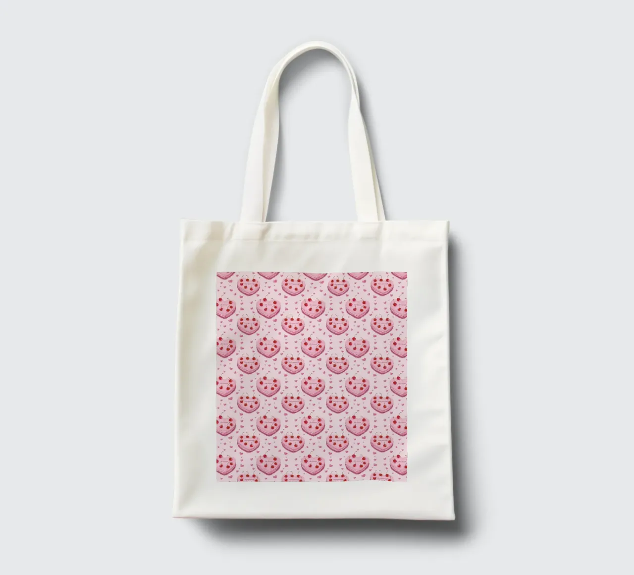 Pink Heart Shaped Cakes Cherries Love Romantic Valentines tote bag by Gentle Echoes Art