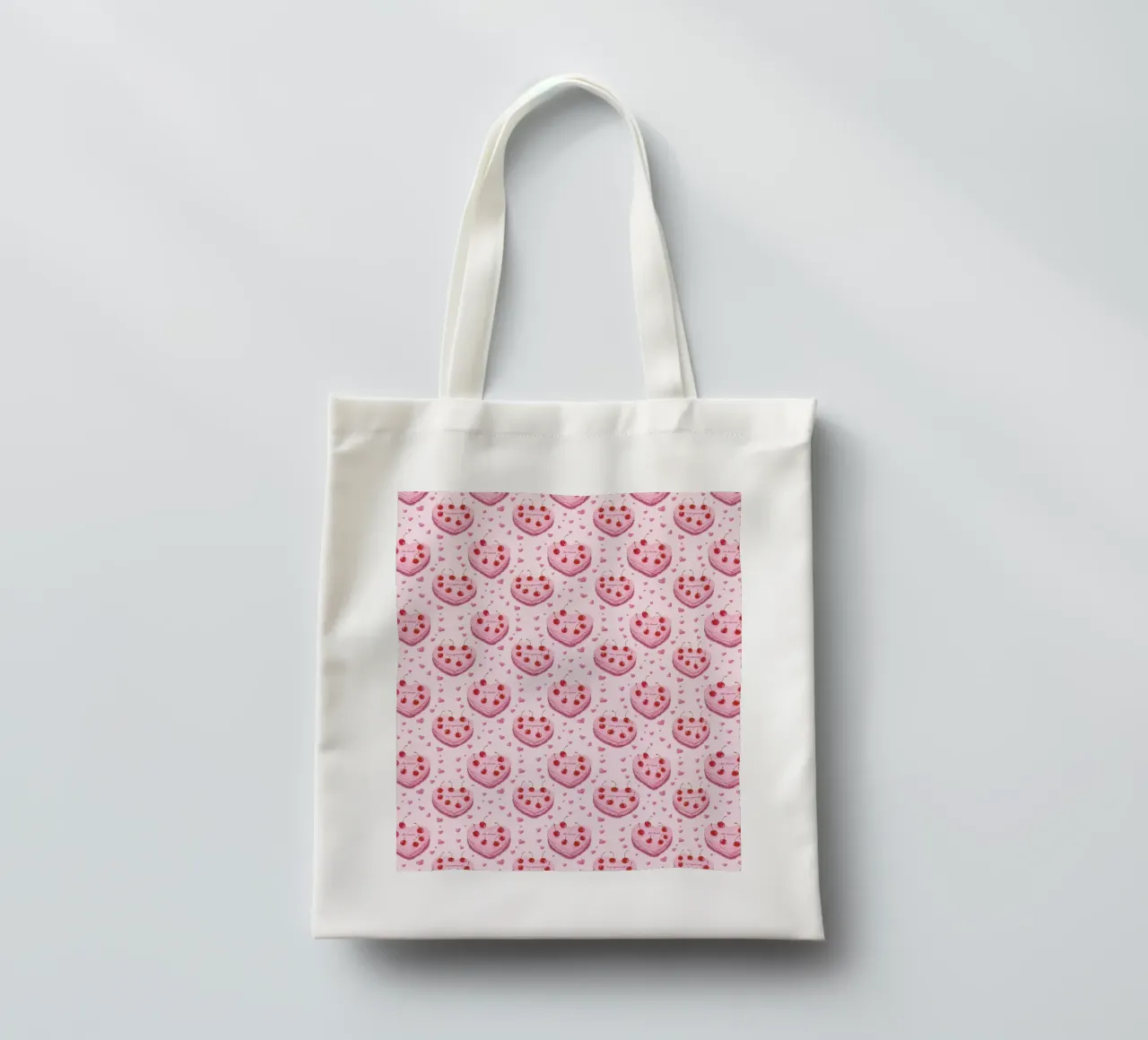Pink Heart Shaped Cakes Cherries Love Romantic Valentines tote bag by Gentle Echoes Art