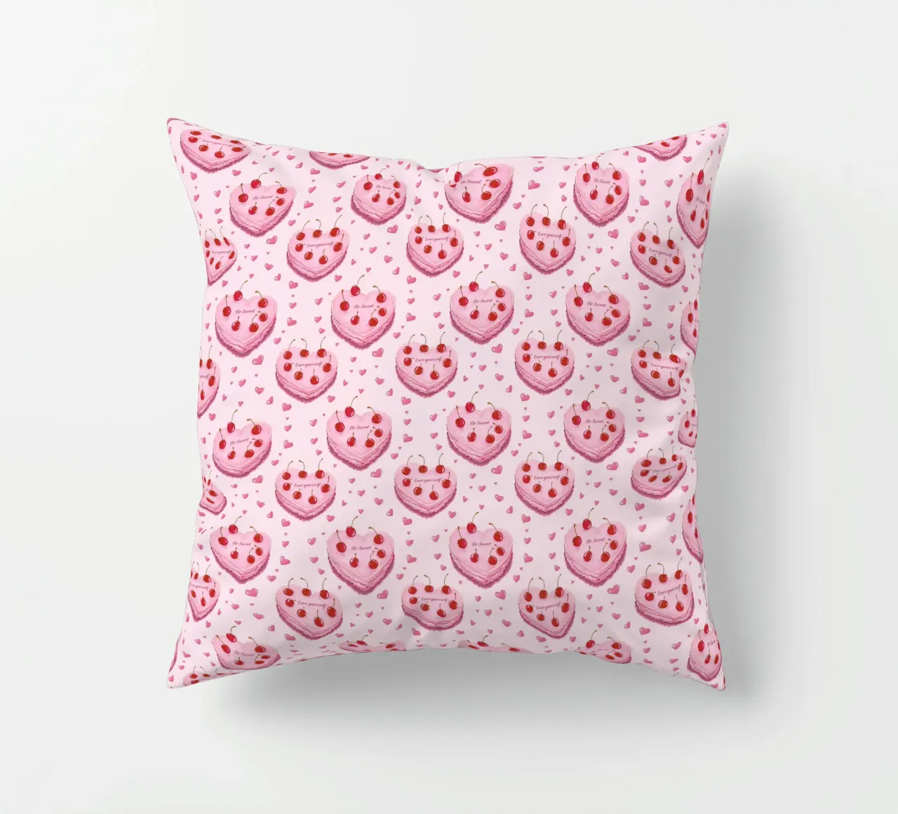Torte a forma di cuore rosa Ciliegie Amore Romantico Valentines cuscino da Gentle Echoes Art