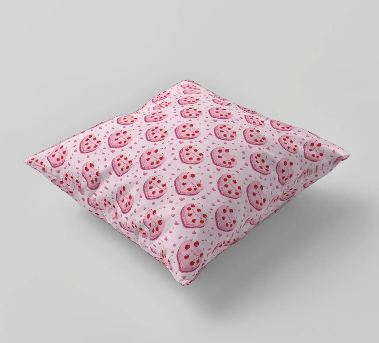 Torte a forma di cuore rosa Ciliegie Amore Romantico Valentines cuscino da Gentle Echoes Art