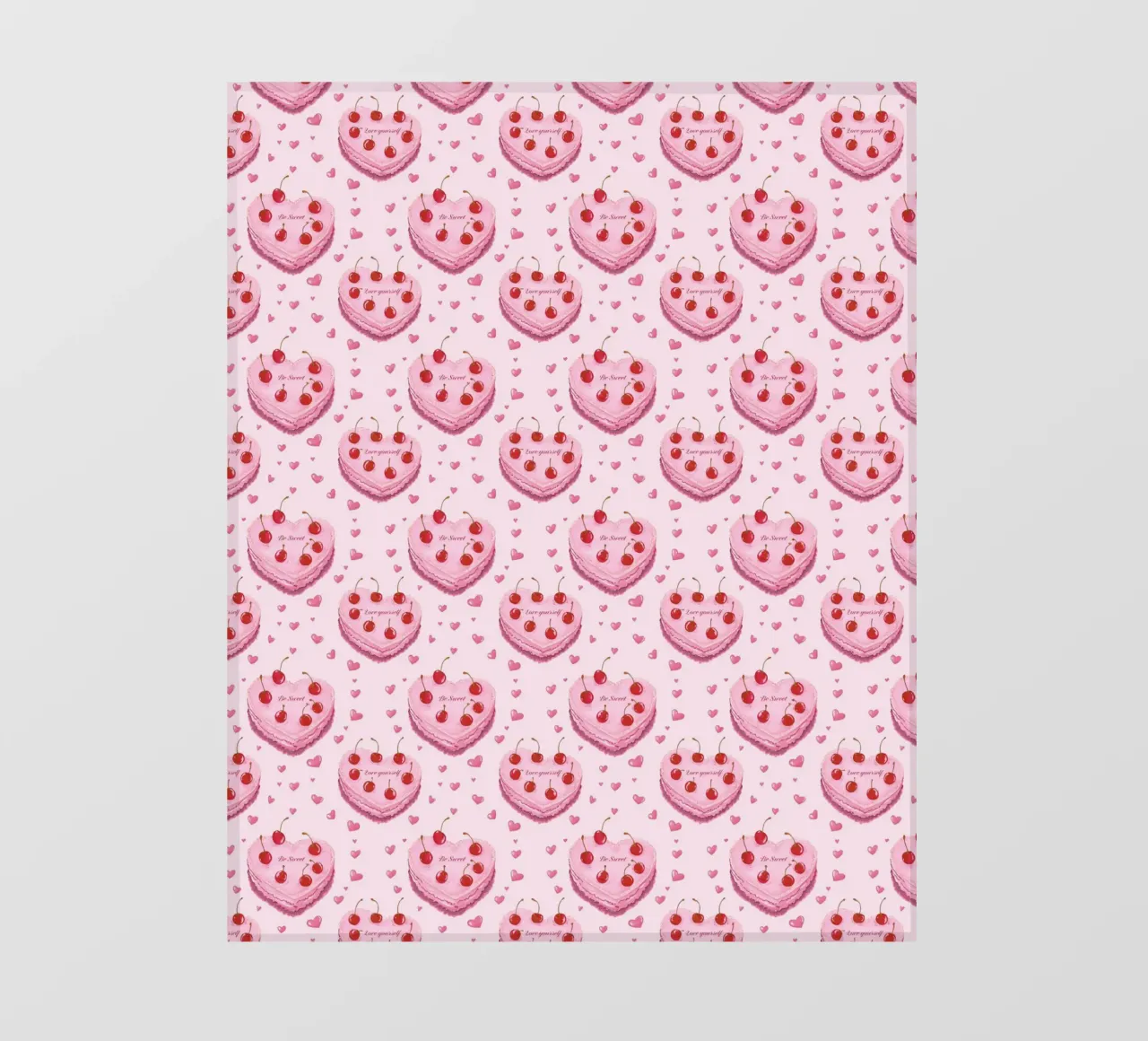 Torte a forma di cuore rosa Ciliegie Amore Romantico Valentines telo in pvc da Gentle Echoes Art