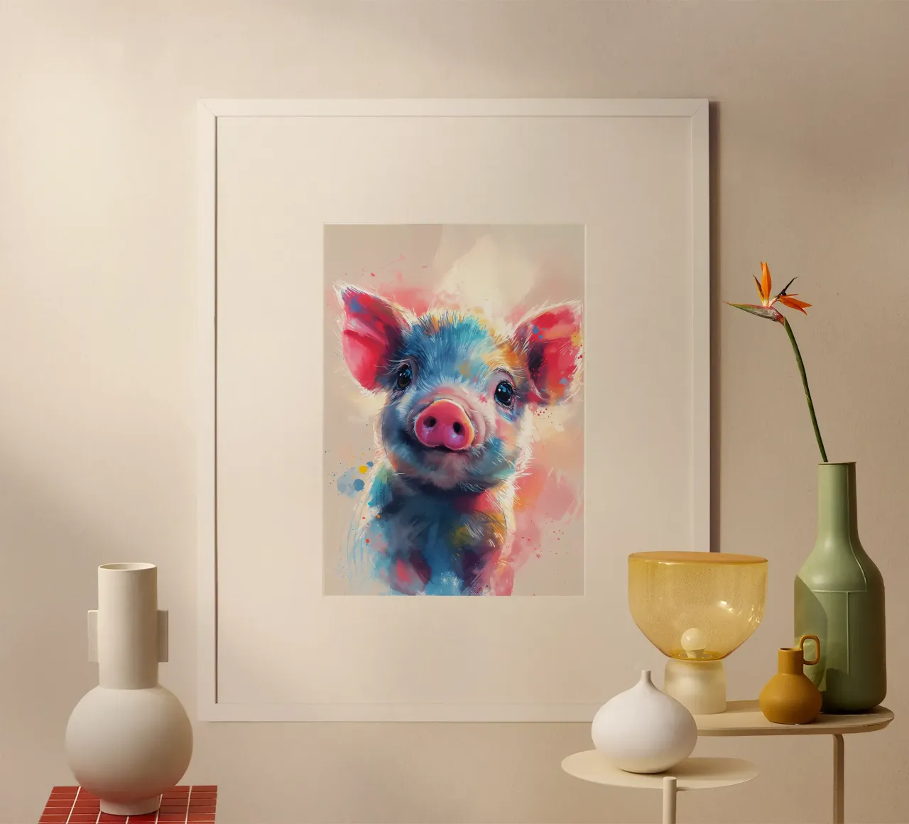 Color Splash Piglet - Joyful Oil Painting hahnemühle by Manh beo