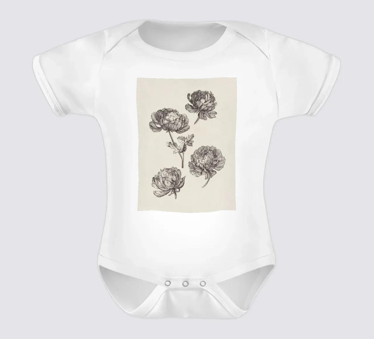 Peonies Sketch no. 1 body neonato maniche corte da apoloprints