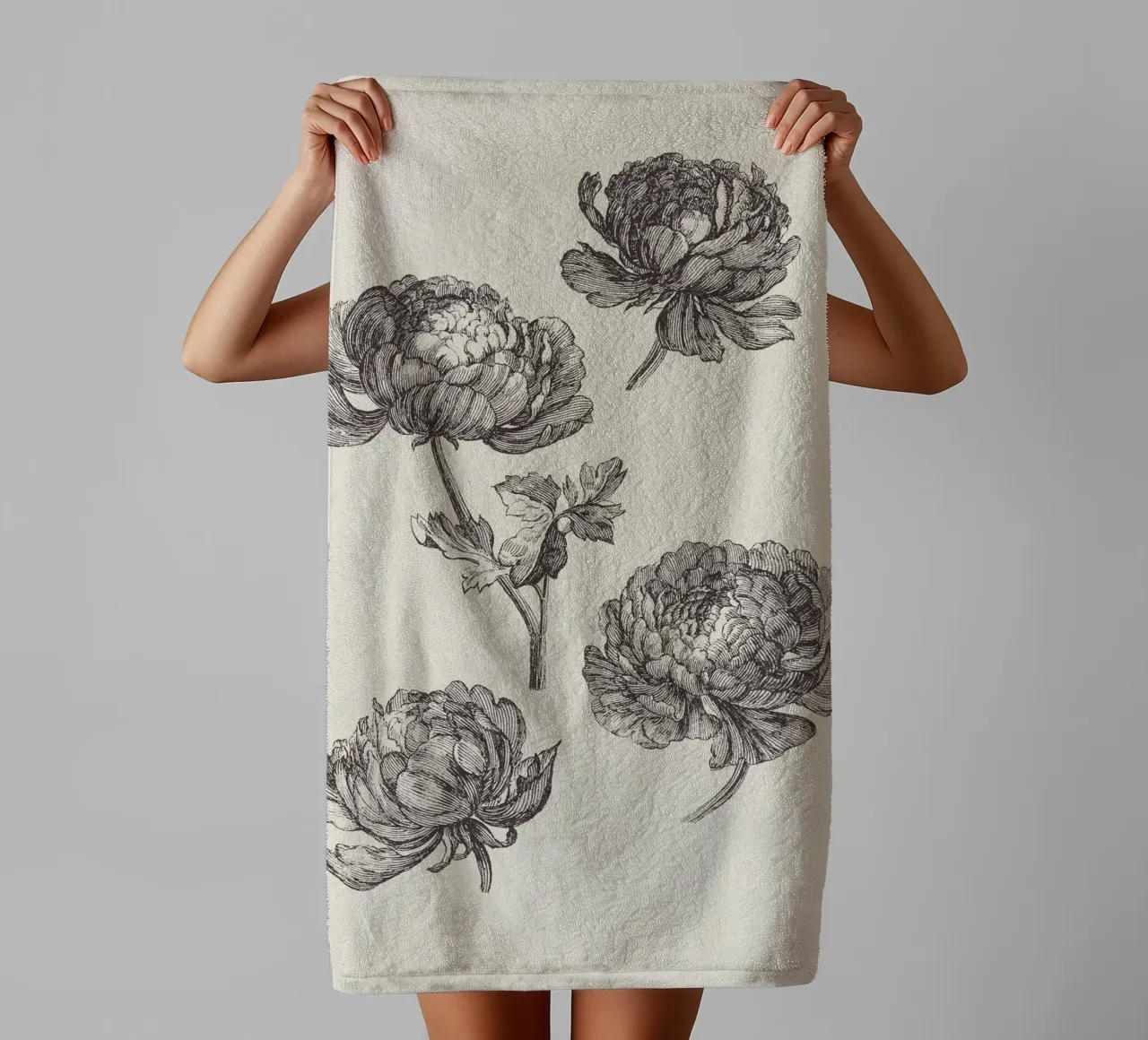 Peonies Sketch no. 1 asciugamano da bagno da apoloprints