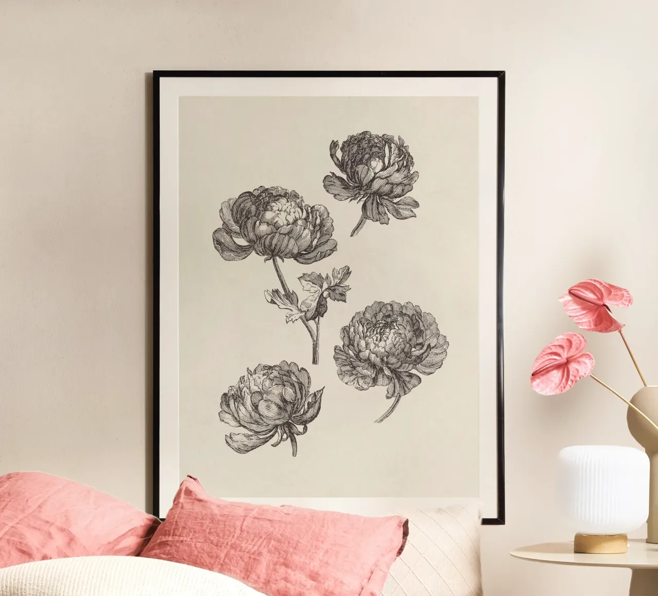 Peonies Sketch no. 1 carta hahnemühle da apoloprints