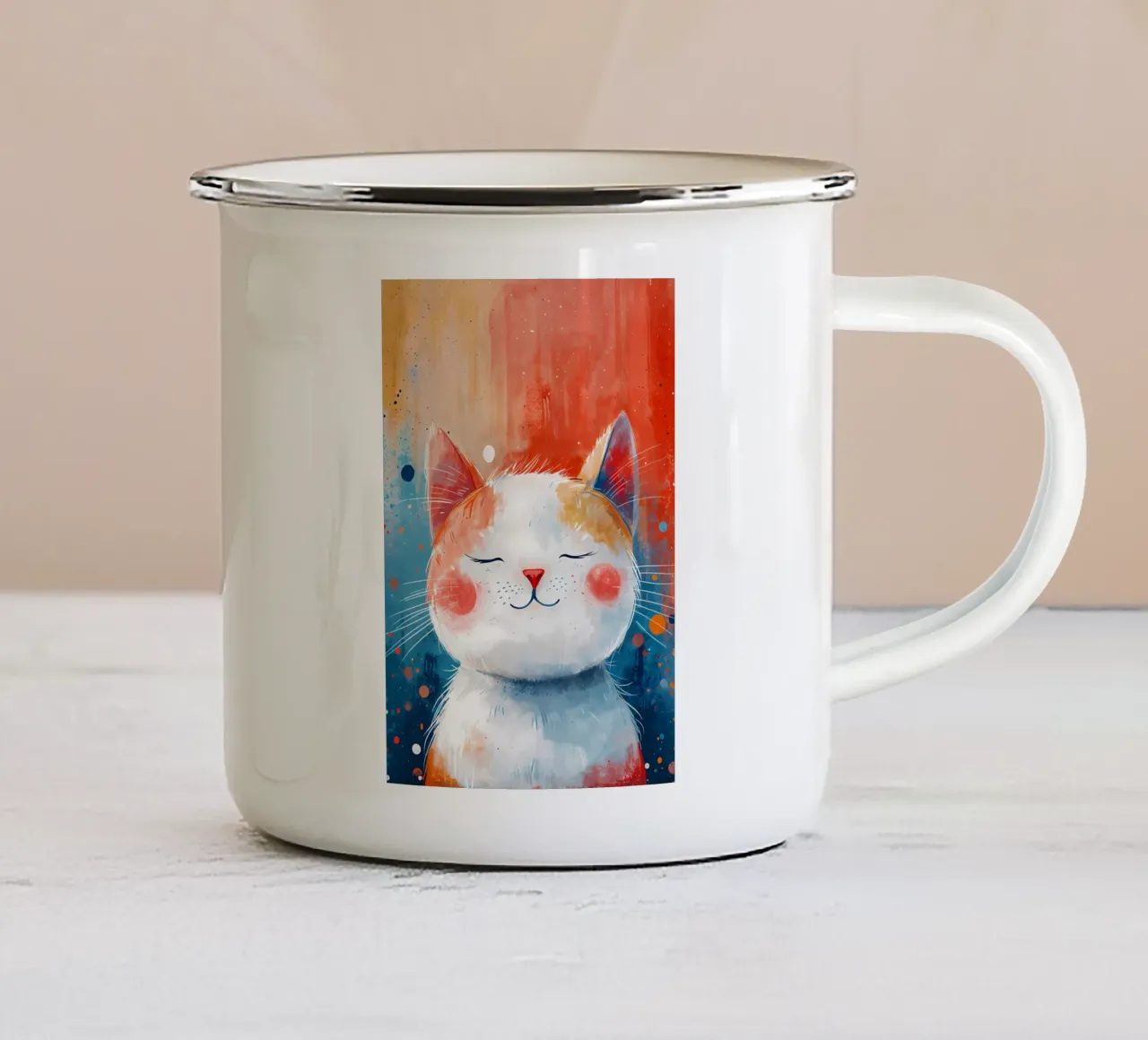 Arte dei gatti colorati tazza in smalto da Manh beo