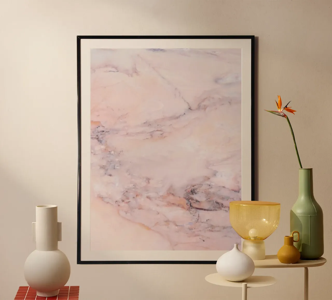 Marmo Blush poster con telaio in alluminio da cafelab