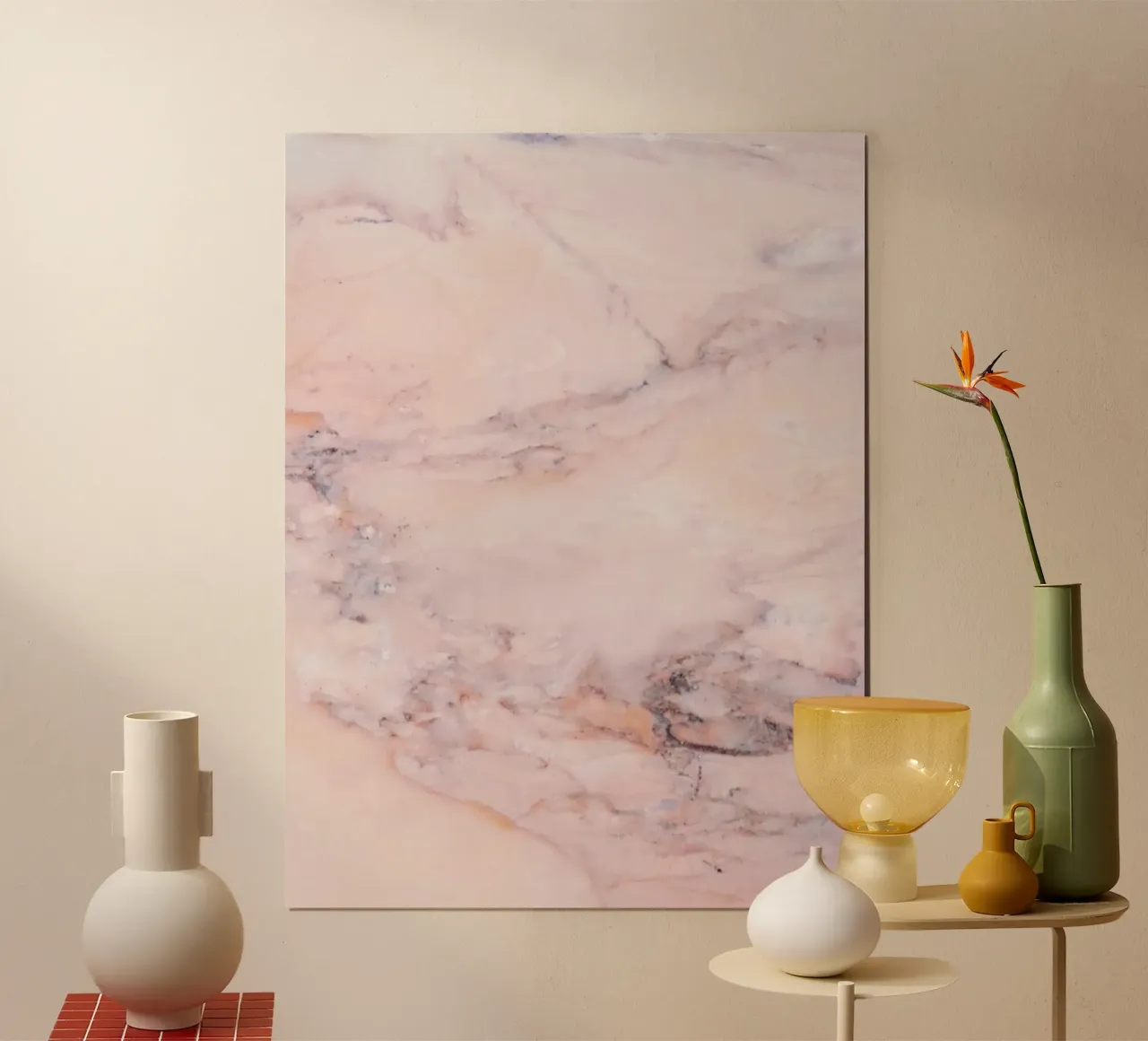 Marmo Blush poster con telaio in alluminio da cafelab