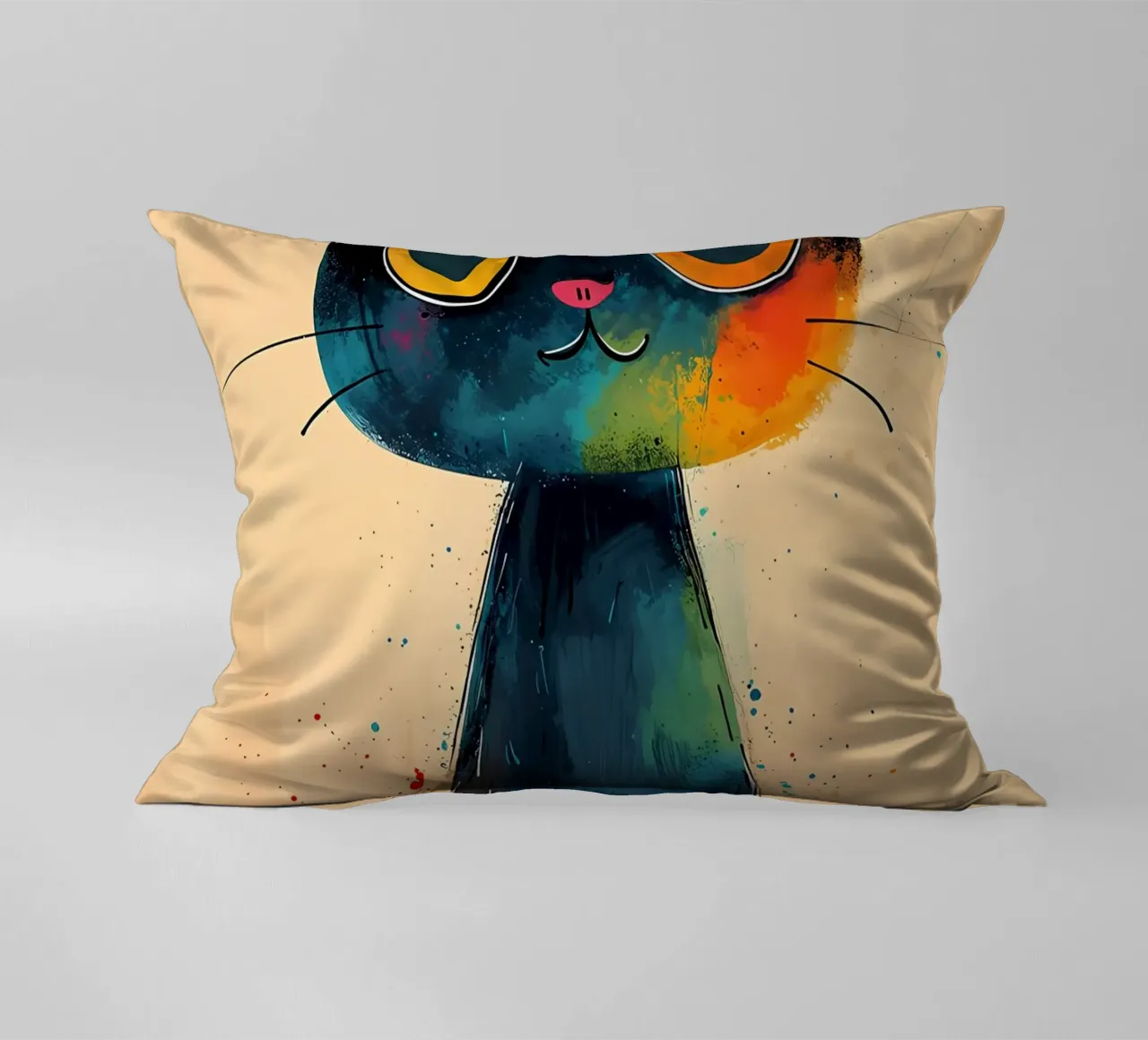 Colorful Cat Art decorative cushion by Manh beo