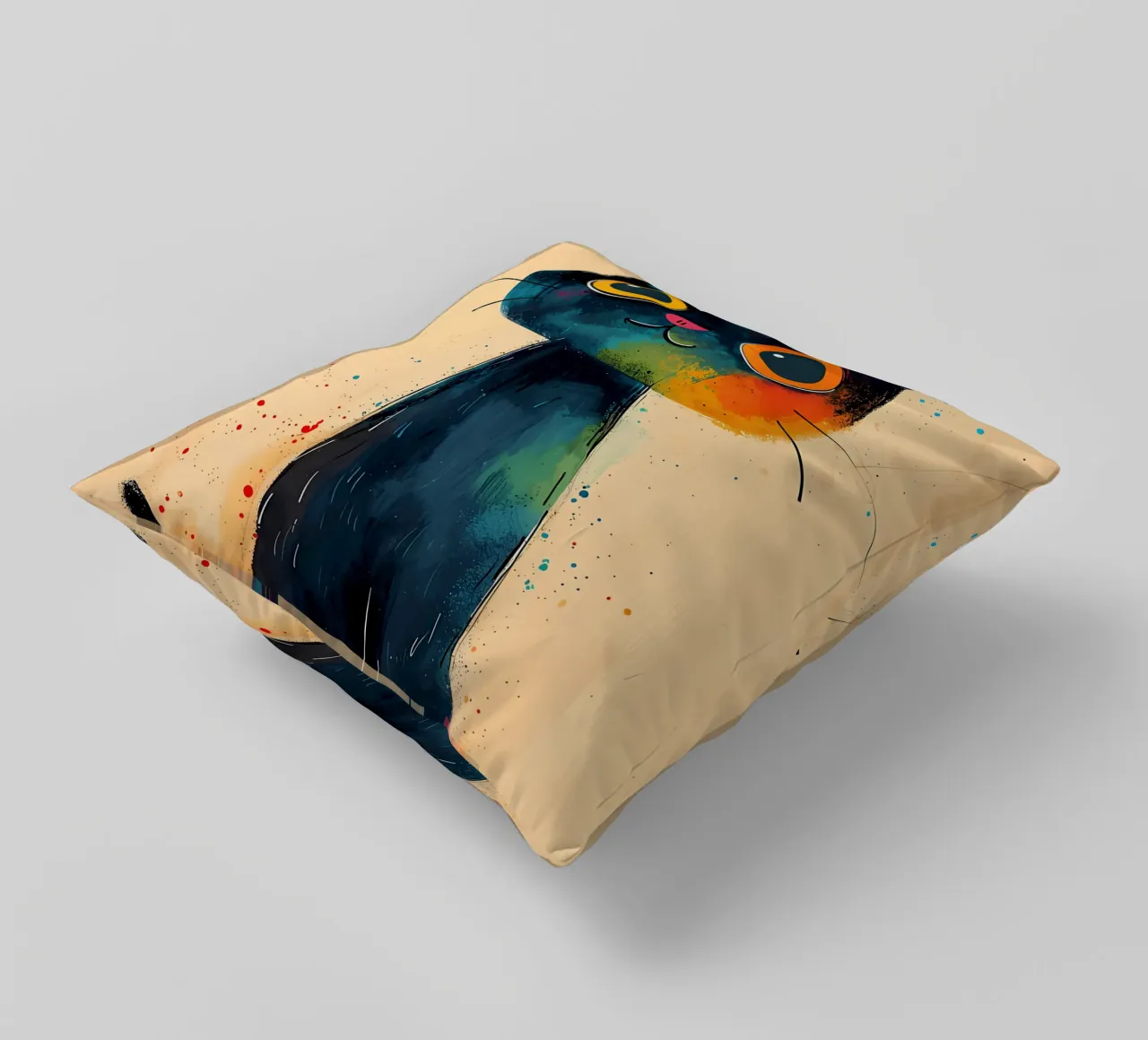 Colorful Cat Art decorative cushion by Manh beo