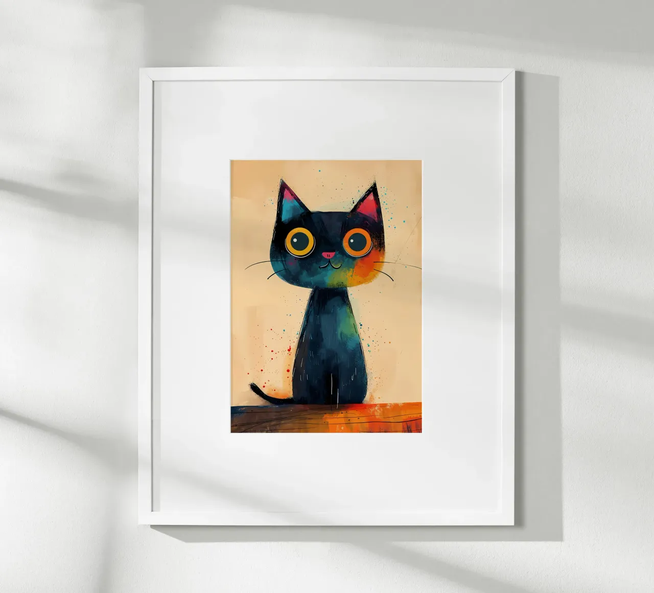 Arte dei gatti colorati poster con telaio in legno da Manh beo