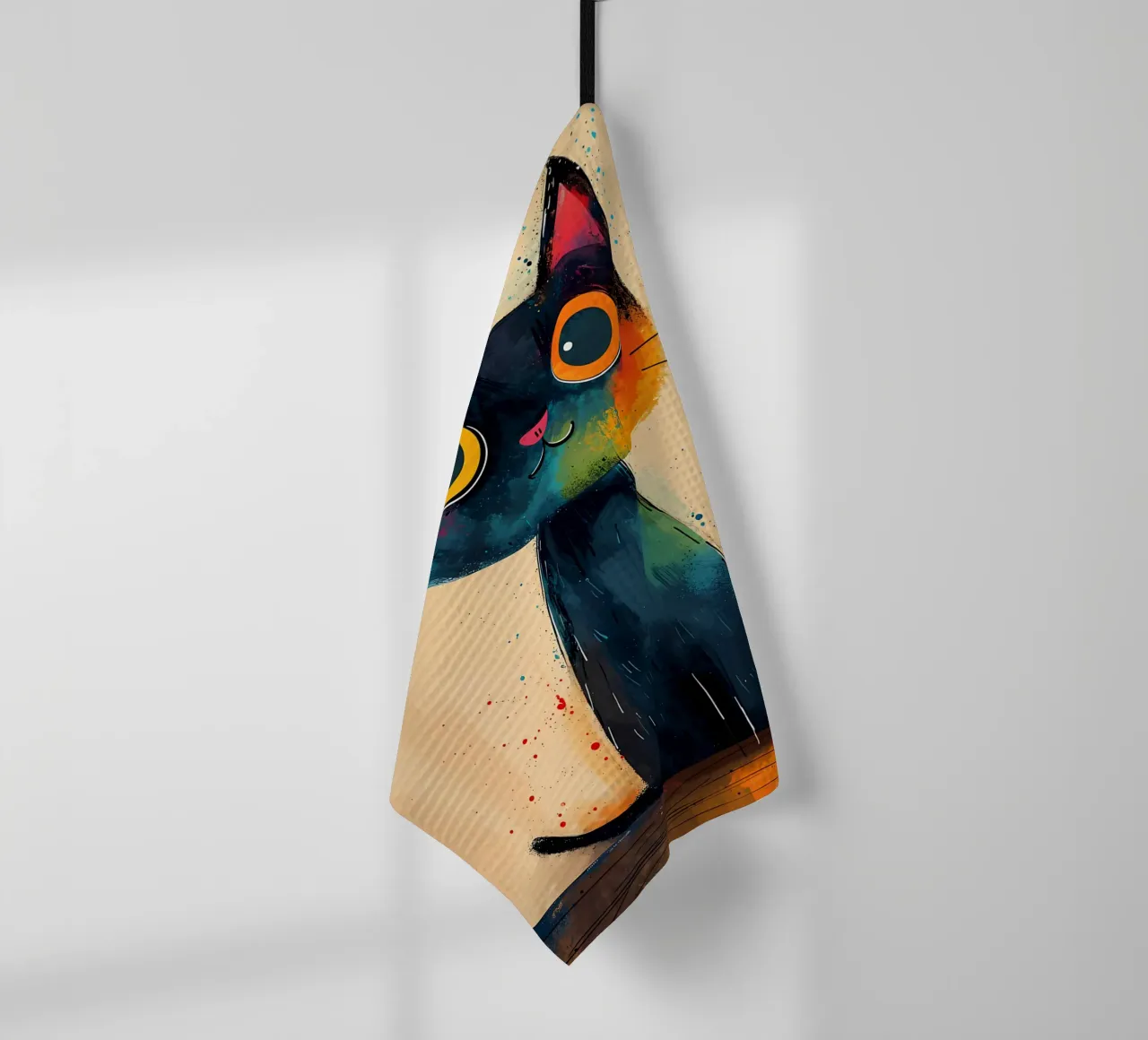 Colorful Cat Art tea towel by Manh beo