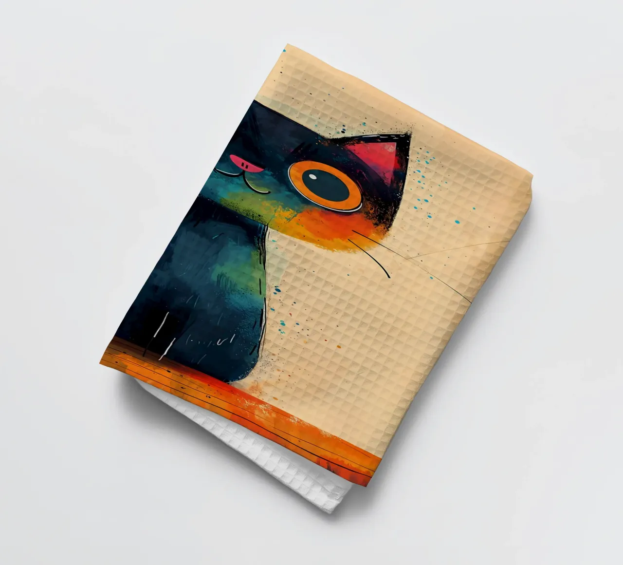 Colorful Cat Art tea towel by Manh beo