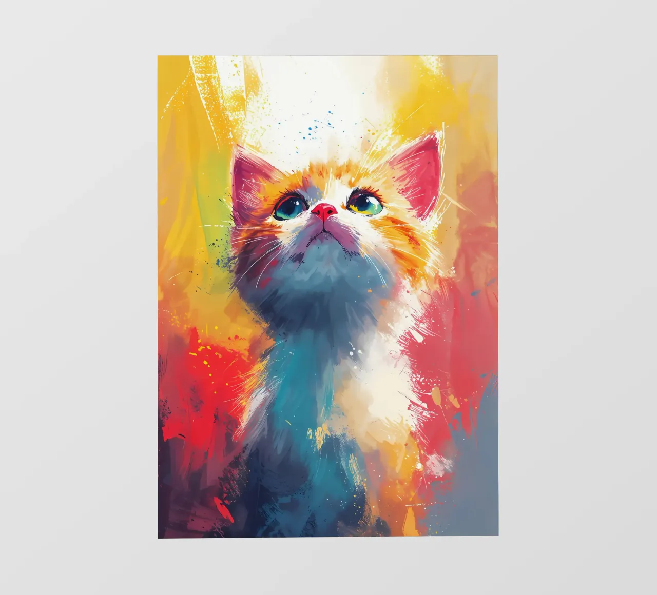Gattino dallo sguardo colorato - Acquerello vivace telo in pvc da Manh beo