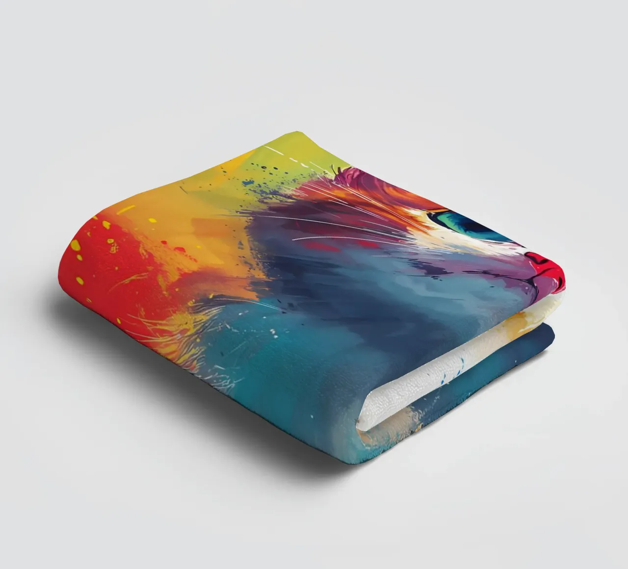 Colorful Gaze Kitty - Vivid Watercolor towel by Manh beo