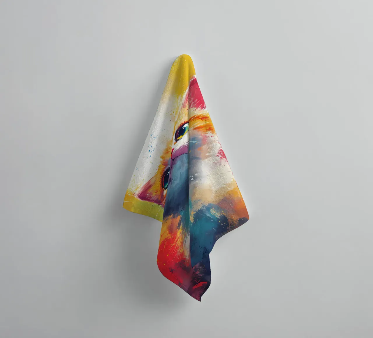 Colorful Gaze Kitty - Vivid Watercolor towel by Manh beo